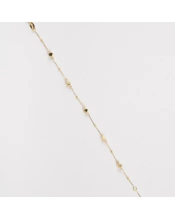 Bratara din Aur Galben de 18 k cu Bile Diamantate, Cuburi si Lant Dimantat, Ajustabila,  1.54g