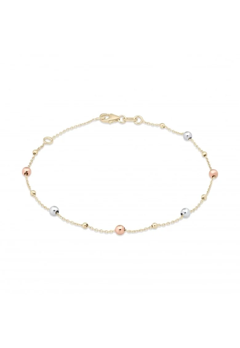 Bratara din Aur Galben, Alb, Roz de 18k cu Lant Diamantat, Ajustabila,  1.20g
