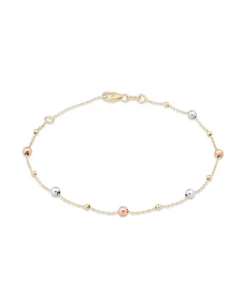 Bratara din Aur Galben, Alb, Roz de 18k cu Lant Diamantat, Ajustabila,  1.20g