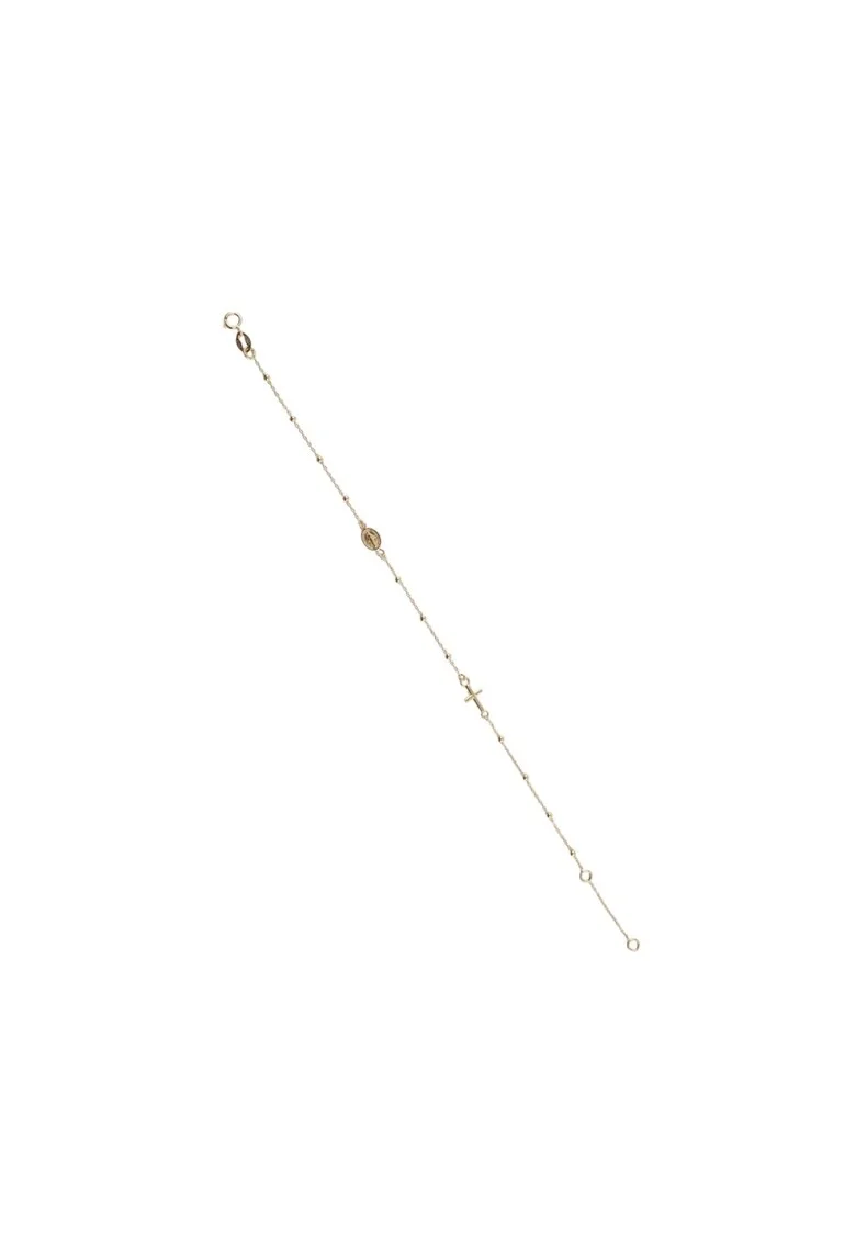 Bratara Rozariu din Aur Galben de 18 k cu Lant Diamantat si Bile, Ajustabila,  1.34g