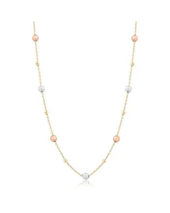 Colier din Aur Galben de 18 kt cu Bile Galbene, Albe, Roz,  2.26 g