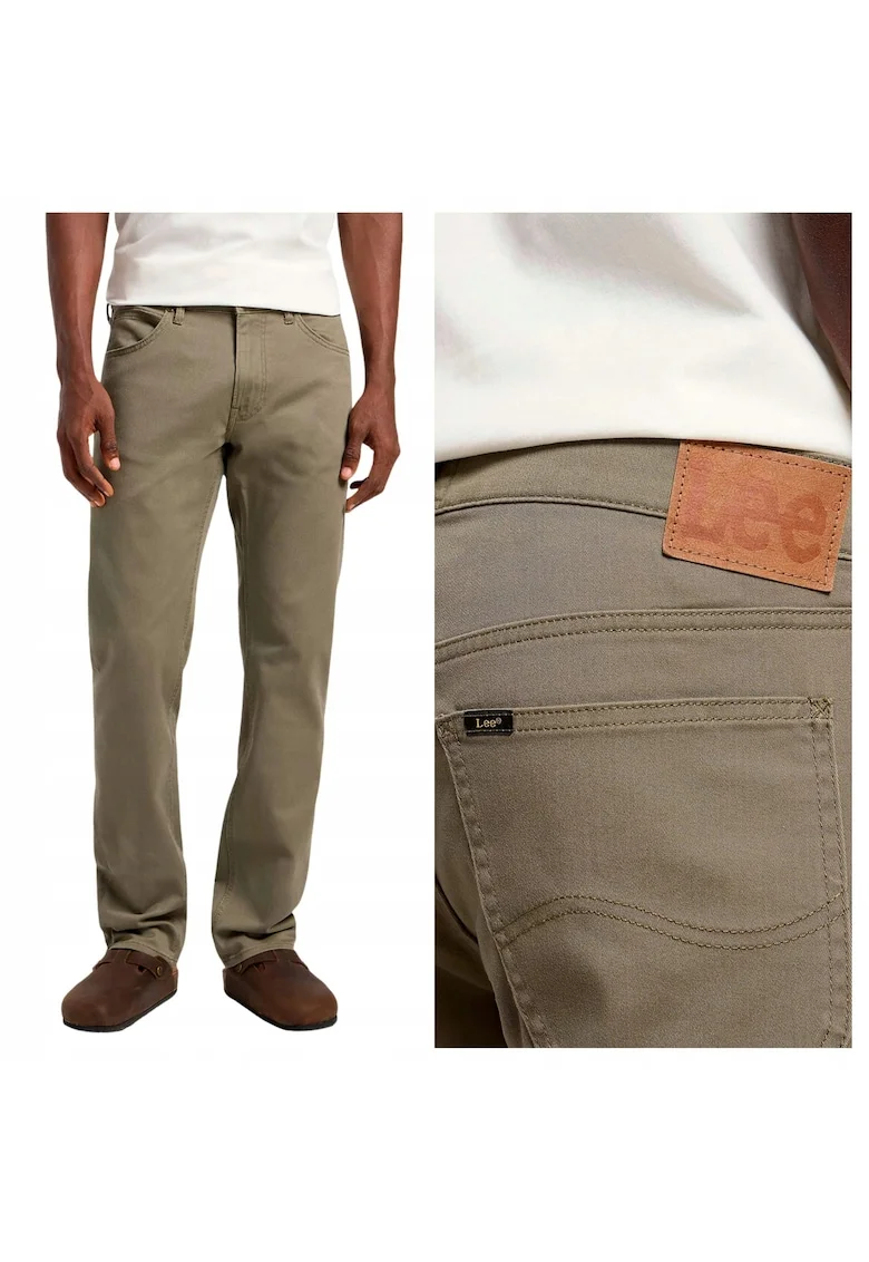 Blugi Barbati,  Daren Zip Fly, Straight Fit, Talie Medie, Fermoar, 5 Buzunare, Lungi, Bumbac, Verde, Verde