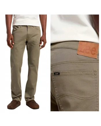Blugi Barbati,  Daren Zip Fly, Straight Fit, Talie Medie, Fermoar, 5 Buzunare, Lungi, Bumbac, Verde, Verde