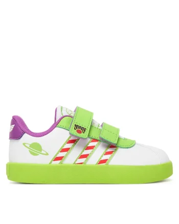 Pantofi sport copii,  unisex, velcro, alb/verde, piele ecologica,
