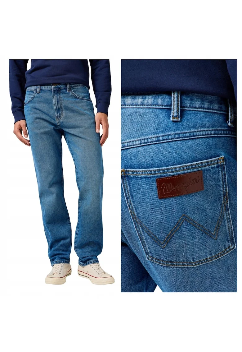 Blugi Barbati,  Frontier, Regular Fit, Talie Medie, Lungi, Cu Fermoar, 5 Buzunare, Bumbac, Albastru, Albastru