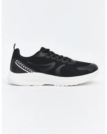 Pantofi sport textili cu sireturi, Negru