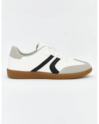 Pantofi sport Steps low-cut, Negru/Alb optic/Grej
