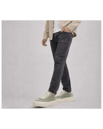 Pantofi sport din piele nabuc, Verde, Verde