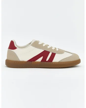 Pantofi sport de piele ecologica, Bej/Alb murdar