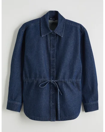 Camasa din denim cu cordon, Bleumarin