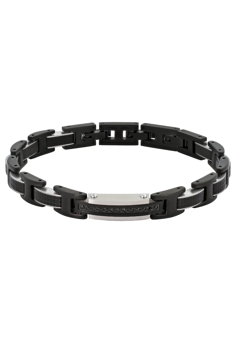 Bratara pentru Barbati din Otel Inoxidabil, Placata cu Ruteniu, Ceramica si Pietre Cubic Zirconia,  34.3g