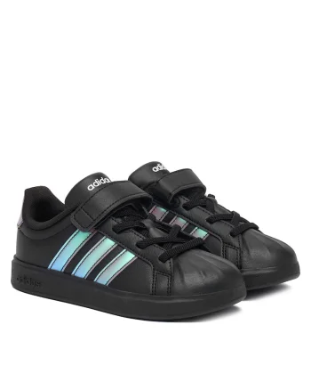Pantofi sport copii,  negru, piele ecologica, cu sistem de inchidere Velcro
