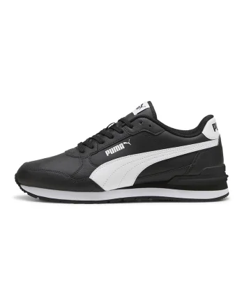 Pantofi sport ST Runner v4 de piele si piele ecologica, Negru stins/Alb murdar