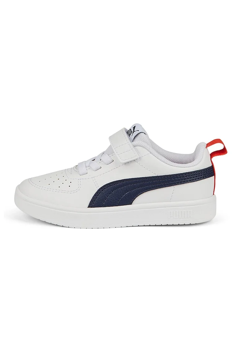 Pantofi sport de piele ecologica cu inchidere velcro Rickie AC+, Alb/Bleumarin inchis