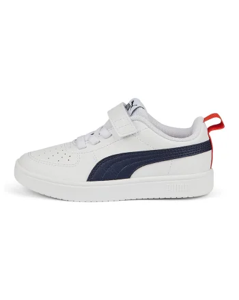 Pantofi sport de piele ecologica cu inchidere velcro Rickie AC+, Alb/Bleumarin inchis