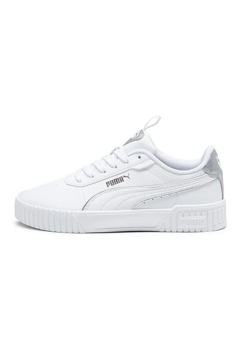 Pantofi sport de piele ecologica Carina 2.0, Alb/Argintiu