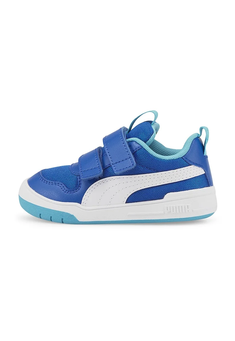 Pantofi sport din plasa si piele ecologica cu inchidere velcro Multiflex, Alb/Albastru