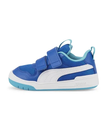 Pantofi sport din plasa si piele ecologica cu inchidere velcro Multiflex, Alb/Albastru