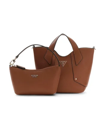 Geanta tote din piele ecologica cu etui detasabil Darcy, Maro inchis
