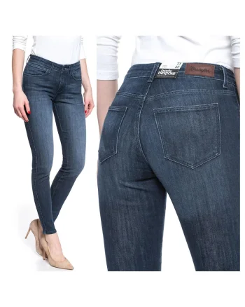 Blugi Dama,  Skinny Bumbac, Zipper, Lung, 5 Buzunare 2 Mari 2 Medii Exterioare1 Mic Interior, Talie Medie, Albastru, Albastru