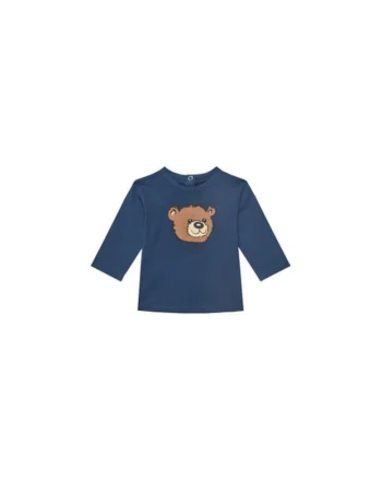 Bluza bumbac cu aplicatie urs brodata, Bleumarin prafuit
