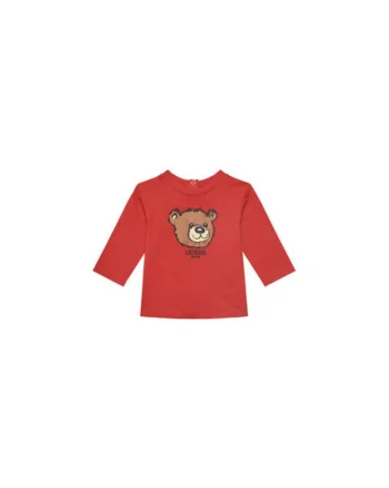 Bluza bumbac cu aplicatie urs brodata, Rosu