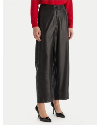 Pantaloni dama,  piele ecologica, Negru