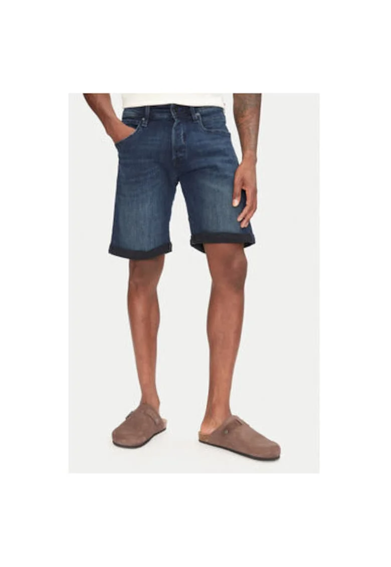 Pantaloni scurti din denim barbati Jack Jones, 12269608, Bumbac/Poliester reciclat, Negru, Albastru