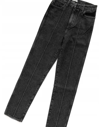 Blugi dama,  Retro Slim, talie medie, bumbac, negru,