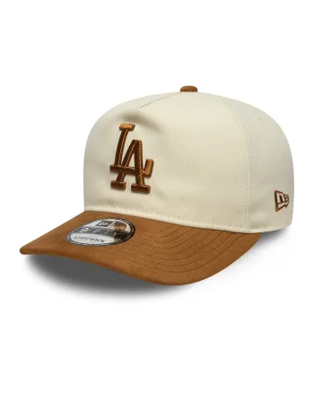 Sapca baseball cu cozoroc din piele intorsa sintetica 9Fifty LA Dodgers, Caramel/Bej deschis