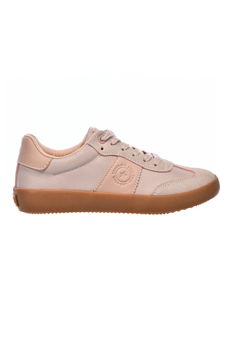 Pantofi sport low-cut din piele ecologica, Roz somon