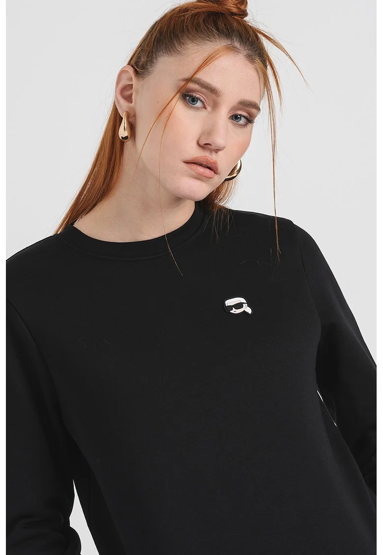 Bluza de trening cu decolteu la baza gatului Ikon Patch, Negru