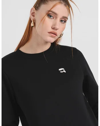 Bluza de trening cu decolteu la baza gatului Ikon Patch, Negru