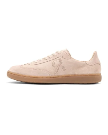 RYLKO, Pantofi sport din piele intoarsa cu broderie logo, Bej deschis