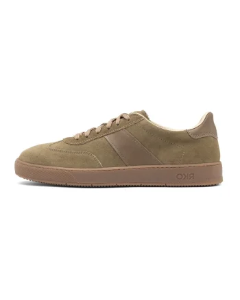 Pantofi sport din piele si piele intoarsa, Kaki