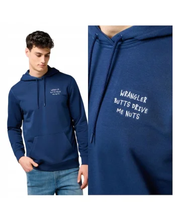 Hanorac Barbati,  Embroidery Hoodie, Regular Fit, Design Clasic, Cu Logo, Maneci Lungi, Cu Gluga, Bumbac, Albastru, Albastru
