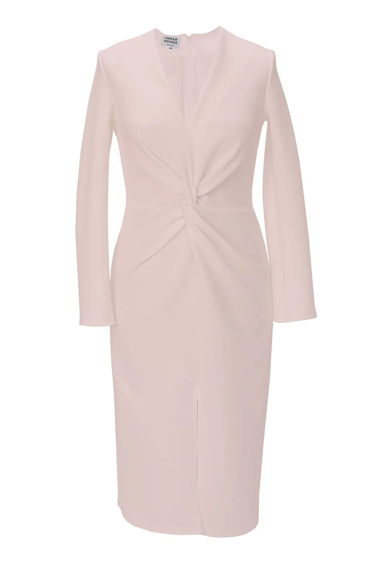 Rochie cambrata cu decolteu in V si detaliu rasucit frontal Jackie