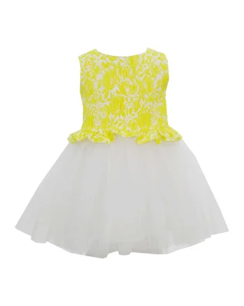 Rochie evazata cu imprimeu floral Hannah, Alb/Galben