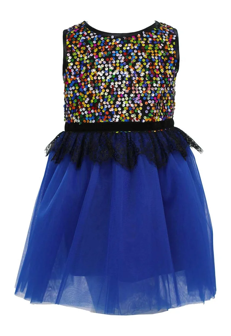 Rochie evazata cu strat exterior de tul Kennedy, Albastru royal