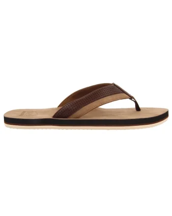 Papuci flip-flop de piele ecologica, Maro inchis