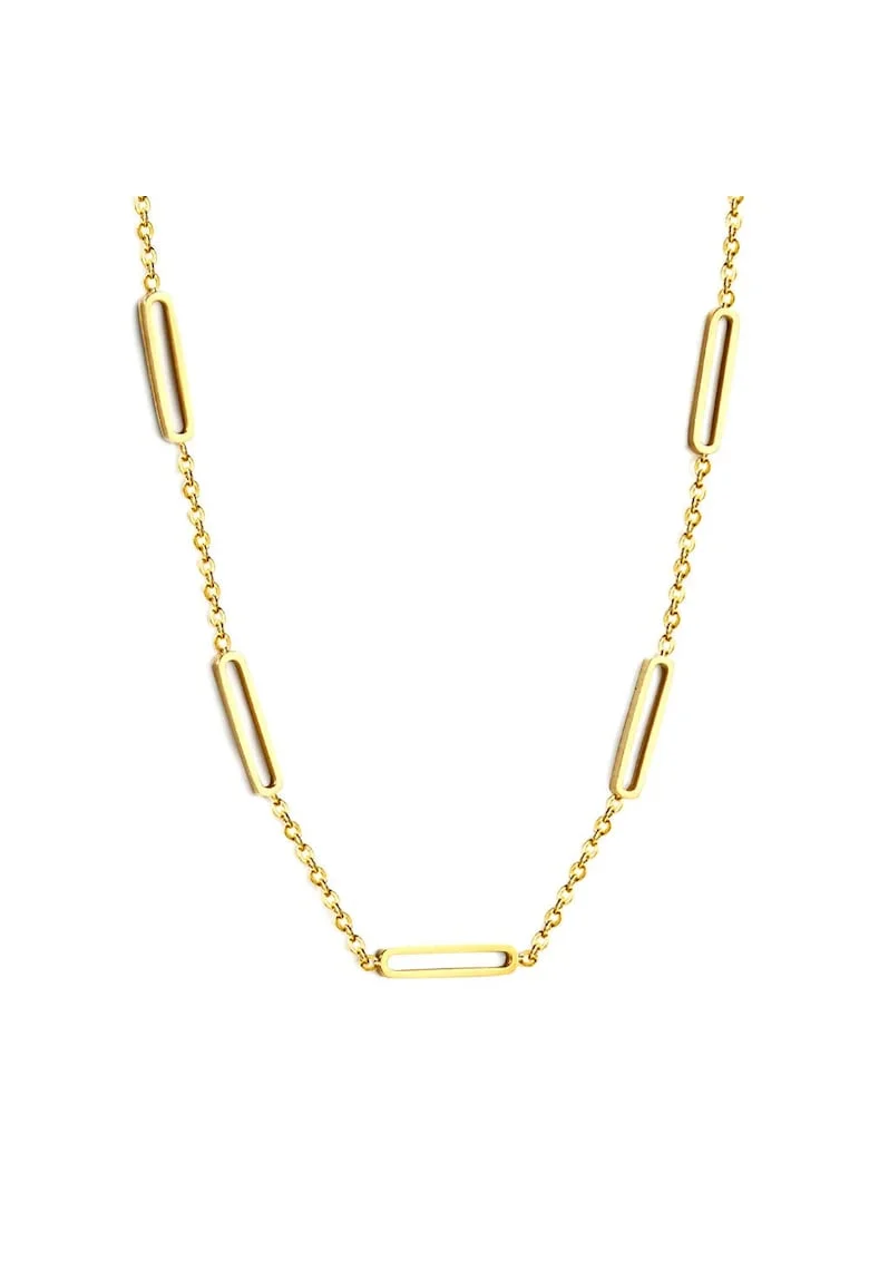 Colier auriu, din otel inoxidabil, suflat cu aur 18k, cu piese minimaliste, Karin C1