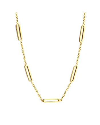Colier auriu, din otel inoxidabil, suflat cu aur 18k, cu piese minimaliste, Karin C1