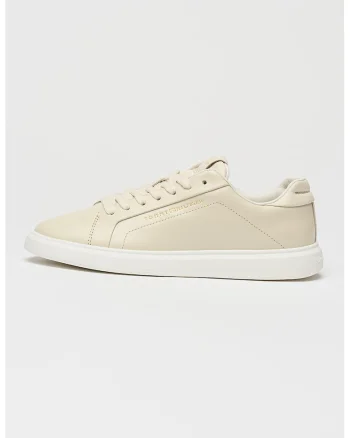 Pantofi sport Icon low-cut de piele, Alb murdar/Bej deschis
