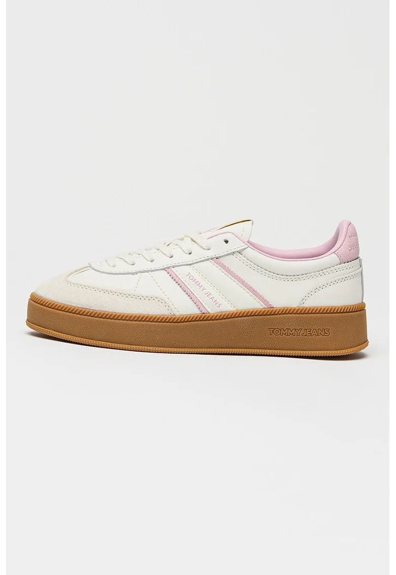 Pantofi sport The Greenwich de piele intoarsa, Caramel/Alb murdar