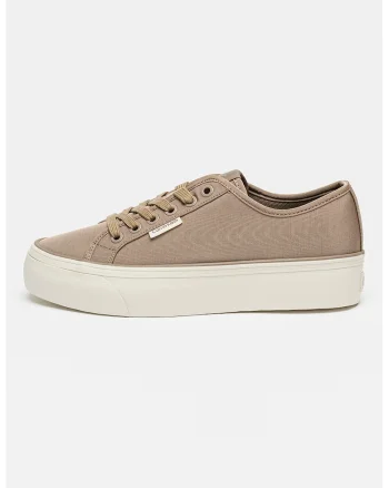 Pantofi sport low-cut flatform, Maro taupe/Alb murdar