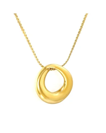 Colier auriu, din otel inoxidabil, suflat cu aur 18k, cu pandantiv minimalist, Kajana C1