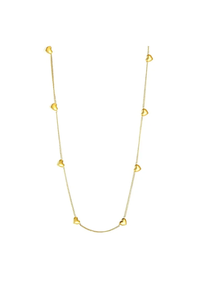 Colier auriu, din otel inoxidabil, suflat cu aur 18k, cu mini inimioare, Kalinka C1