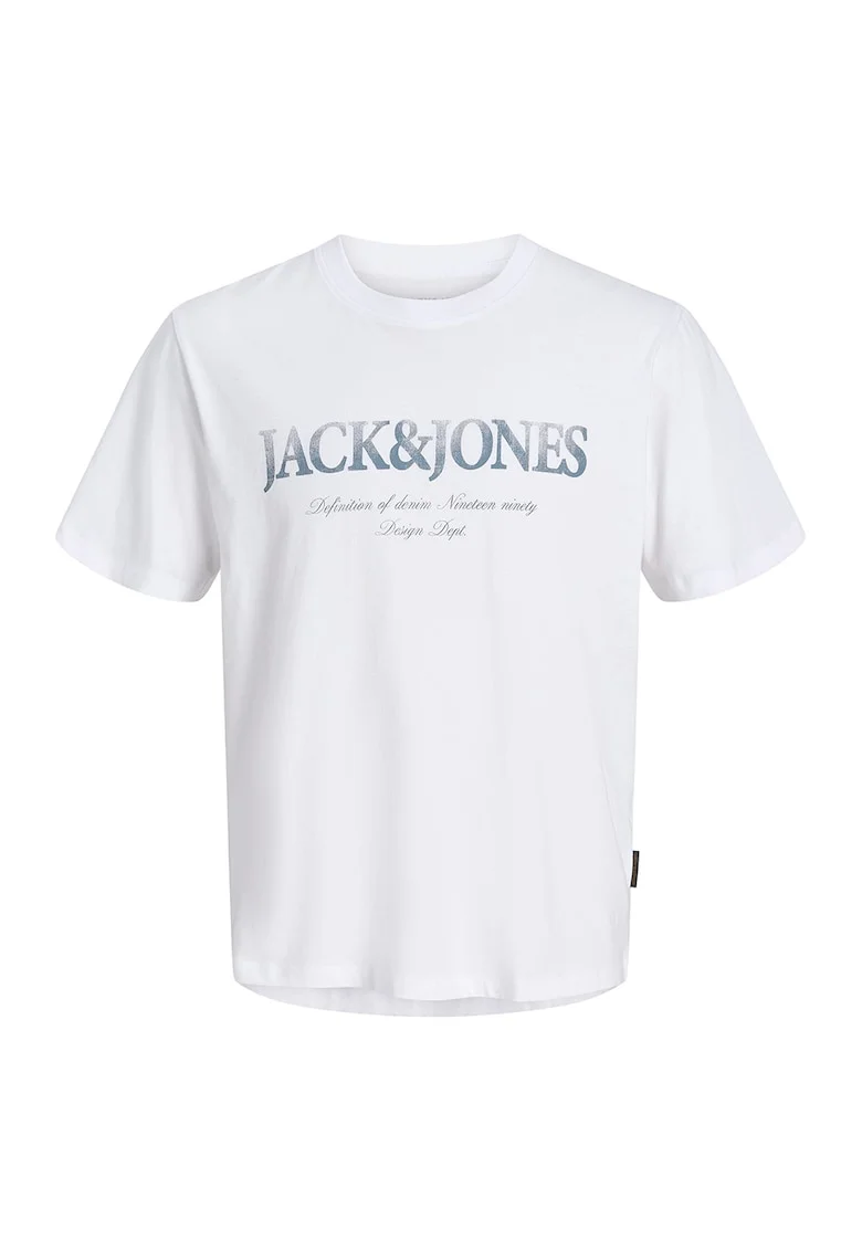 Tricou din bumbac cu imprimeu logo, Albastru inchis/Alb optic