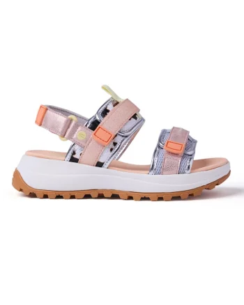 Sandale wedge cu animal print Sporty, Negru/Maro