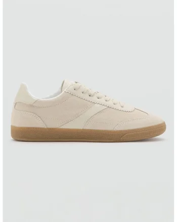Pantofi sport din piele intoarsa cu garnituri din material sintetic, Bej
